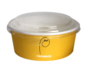 Disposable salad paper bowl food packaging container with plastic lid