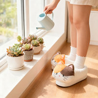 Chaussons amusants pour femmes en forme de chat, en fourrure, chauds pour l'intérieur, avec mousse à mémoire de forme douce, pantoufles en peluche personnalisées