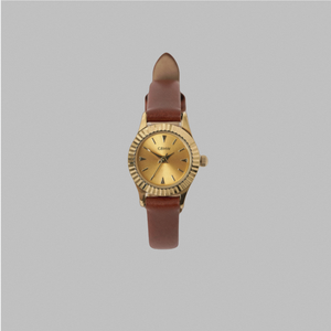 Montre GBHW de petite taille, or brun, quartz, montre-bracelet pour femmes, boîtier en acier inoxydable, bracelet en cuir, design élégant, style tendance - Product Image 1