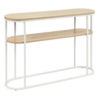 Table Console Moderne en Bois de Chêne Blanc avec Pieds en Métal Vente à Chaud Meubles de Maison d'Entrée pour Appartement Villa Salon Style Panneau