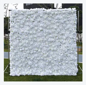핫 세일 흰색 인공 꽃 벽 웨딩 벽 배경 장식 수국 웨딩 장식 장미 꽃 벽