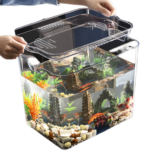 <span class=keywords><strong>Aquarium</strong></span> de bureau autonettoyant RU1120, petit, avec réservoir en plastique transparent unique, mini élevage de poissons paresseux, remplacement gratuit - Product Image 1