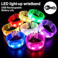 Bracelets LED pour fêtes, concerts, interactifs, rechargeables par USB, bracelet LED multicolore