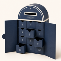 Boîte de calendrier de l'avent de Noël personnalisée en carton recyclable, 12 tiroirs, double porte et design en forme de boîte aux lettres
