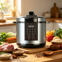 Cuisinière à pression électrique en acier inoxydable 6L, contrôle numérique, multifonction, cuiseur à riz, cuiseur lent avec fonction de départ différé, OEM