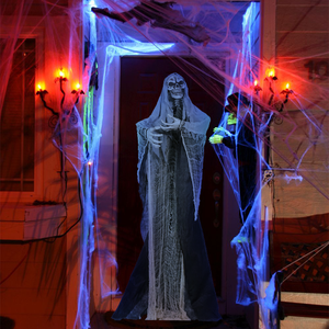 Ruang hantu Halloween, ruang hantu pesta horor, prop kacamata aksi langsung kerangka bercahaya dengan jubah - Product Image 6