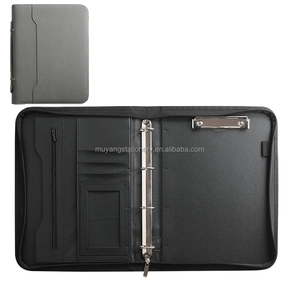 Sang Trọng Tùy Chỉnh Debossed Da Padfolio Vòng Chất Kết Dính Dây Kéo Refillable Kế Hoạch Chất Kết Dính Danh Mục Đầu Tư Tổ Chức Cho Người Đàn Ông Nộp Hồ - Product Image 1