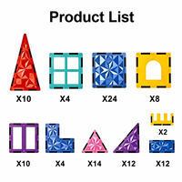 EPT 100 pièces de tuiles magnétiques à surface diamantée, ensemble de blocs de construction en verre coloré 3D, tuiles magnétiques de 7,5 cm, jouet STEM pour enfants de 3 ans et plus