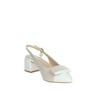 Donna Slingback GD269 Nero Beige <b>Pumps</b> With Block Heel And Ankle Strap - Product Image 5