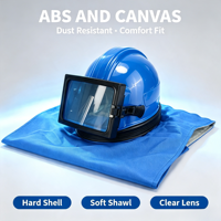 Born Machinery Combo de protection pour sablage : Casque de sécurité ABS 180x110mm avec visière transparente double couche + Écharpe en toile anti-poussière