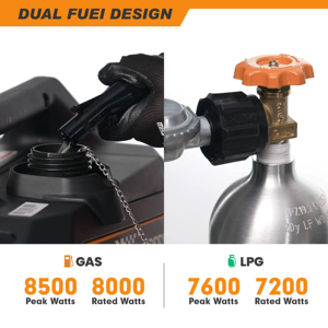 גנרטור אינוורטר 8kVA 8500W 230V |   מנוע חזק |   דלק כפול בנזין וגז |   חשמל ביתי תעשייתי - Product Image 4