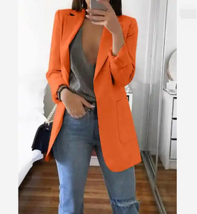 Blazer et costume décontractés pour femme, printemps-automne, style officier, <span class=keywords><strong>v</strong></span>êtements de bureau formels, sur mesure, orange girly <span class=keywords><strong>POD</strong></span> - Product Image 1