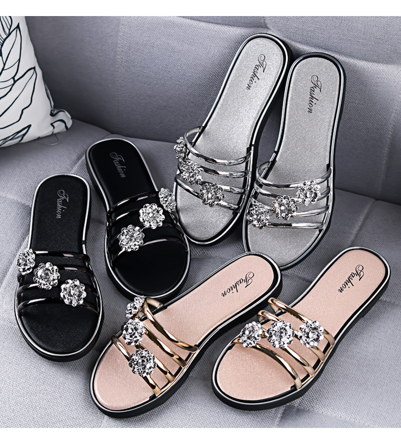 Summer Ladies Slippers Fashion Flower Beach Shoes Sandals Flat Casual Slides Sandals
