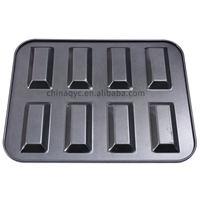Moule à financiers 8 cavités en acier au carbone antiadhésif, plaque à gâteau rectangulaire pour pâtisserie DIY, chaleur uniforme, démoulage rapide, qualité alimentaire