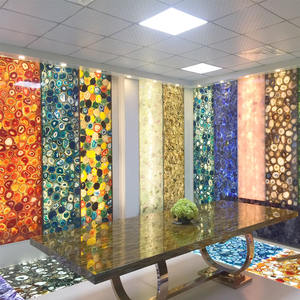 Panneaux muraux décoratifs en agate œil de tigre polie, en pierre semi-précieuse sur mesure - Product Image 1