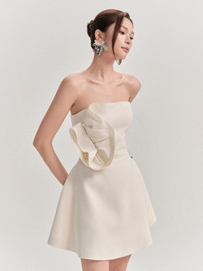 Primavera 2026, <span class=keywords><strong>el</strong></span> Nuevo Vestido Francés sin Tirantes Color Albaricoque, Elegante y Vibrante, con Estampado Floral Tridimensional para Mujer - Product Image 5