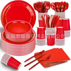 Ensemble de vaisselle de fête <span class=keywords><strong>bleu</strong></span> <span class=keywords><strong>ciel</strong></span> décorations de fête d'anniversaire de couleur unie assiettes et tasses en papier jetables de couleur pure - Product Image 4