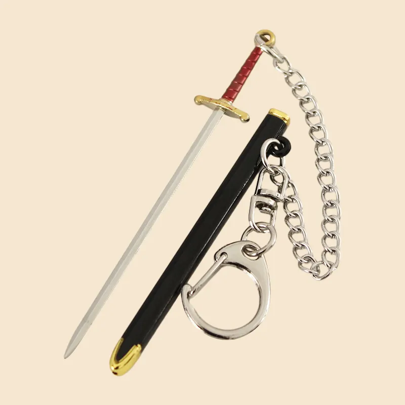 Baru tiba versi Mini 9CM satu potong pedang logam Anime Katana gantungan kunci mainan