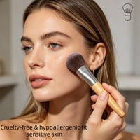 Ensemble de pinceaux de maquillage vegan avec manche en bambou écologique, 11 pièces, poils synthétiques sans cruauté, kit de pinceaux cosmétiques, possibilité de personnaliser le logo