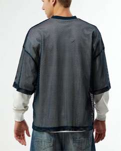 Maglia da Calcio in Rete per Uomo, Top Oversize Streetwear, T-shirt Traspirante Sportiva, Stampa Personalizzata, Fornitore OEM - Product Image 3