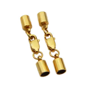 10 pz 1.2/2.2/3/4/5.2mm cordoncini di cuoio braccialetto collana oro aragosta catenacci ganci connettori per gioielli fai da te fare tappo