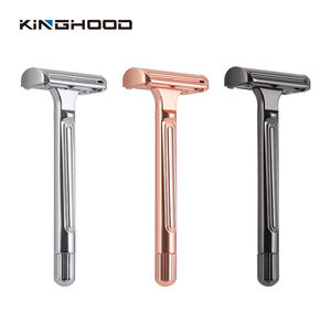 Rasoio da barba con Logo personalizzato classico coltello a farfalla aperto a doppio bordo rasoio di sicurezza da uomo in metallo - Product Image 3