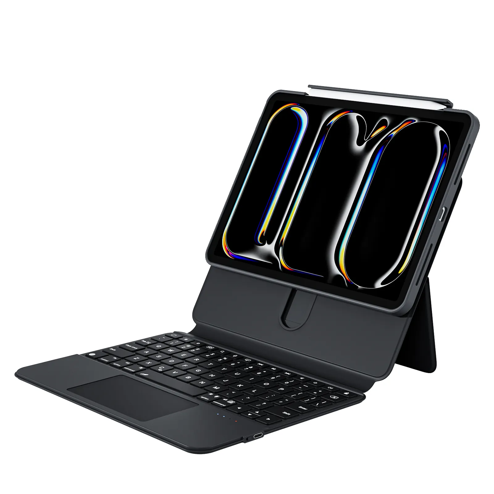 IFacomall casing Tablet Keyboard, casing Tablet Keyboard nirkabel Folio Keyboard cerdas ajaib untuk iPad