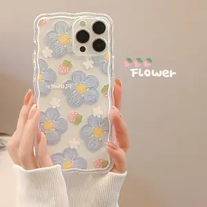 女孩时尚绘画花卉艺术绘画手机TPU iPhone 13 Plus Xr 11外壳