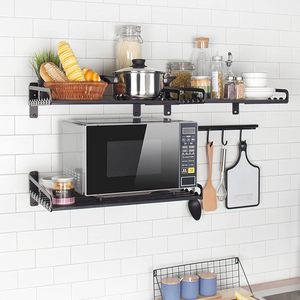 Étagère pour <span class=keywords><strong>micro</strong></span>-ondes support mural mural support de <span class=keywords><strong>four</strong></span> électrique mural étagère cuisine mur Pot casserole support poids portant - Product Image 4