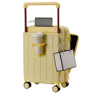 2025 Fashionable Multi-Function Wide Handle <strong>Luggage</strong> Front Open Pocket Suitcase Cup Holder USB Charger Carry on <strong>Luggage</strong> - Product Image 4