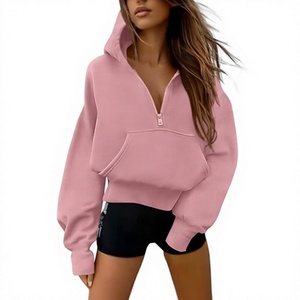 <b>Women's</b> Hoodie <b>half</b> <b>Zip</b> Up Pullover Oversized <b>Sweatshirt</b> With Pocket Heavyweight fall fashion outfit casual jacket winter cloths - Product Image 1