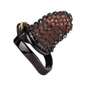 Venta caliente de <span class=keywords><strong>Amazon</strong></span>, cadena de metal con bloqueo de castidad de gasa negra, transpirable, ropa cómoda, jaula de castidad para hombres - Product Image 3