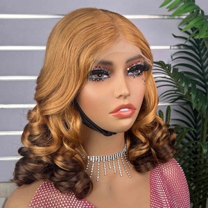 Wholesale Bouncy <b>Wig</b> 100% <b>Human</b> Hair SDD Quality Bouncy Curl <b>Wig</b> With 5*5 Lace Closure Full Density Mixed Color - Product Image 2