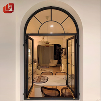 Ventanas abatibles de aluminio con decoración arqueada de estilo francés Retro NOCO para Villa y Hotel