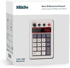 Clavier numérique mécanique 8Bitdo Retro 18 touches, compatible PC standard, hot-swappable, raccourcis BT/2.4G, <span class=keywords><strong>pour</strong></span> Windows, Android, calculatrice - Product Image 6