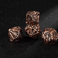Lot de 7 dés de jeu de rôle D&D en métal, motif crâne évidé, pour jeux de société RPG, durables et de luxe
