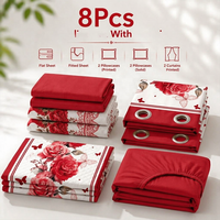 Ensemble de draps de lit sur mesure de haute qualité, 8 pièces, avec rideaux, ensemble de literie pour lit king size, ne se décolore pas, lavable, pour la vente en gros