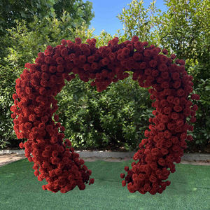 도매 신상품 우아한 모던 실크 인조 장미 하트 모양 꽃 아치 스탠드 2m 웨딩 무대 배경 장식 - Product Image 5