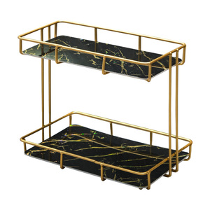 Bathroom <b>Storage</b> Rack 2 Tier Metal Cosmetic Organizer Freestanding Countertop Shelf For Skincare Products And <b>Toiletries</b> - Product Image 5