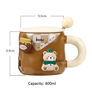 Juego de Tazas de Cerámica de 400 ml con Tapa y Cuchara, Vaso para Bebidas Calientes y Frías - Product Image 6