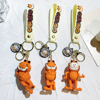 Vente Chaude en Gros : Porte-clés Pendentif en Silicone Souple Anime Chat Garfield Dessin Animé pour Clé de Voiture et Sac, Décoration Exquise