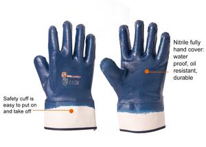 للبيع بالجملة قفازات حماية مقاومة للزيت الكيميائي الثقيلة مطلية بالكامل من النتريل قفازات سلامة الكفة قفازات العمل - Product Image 2