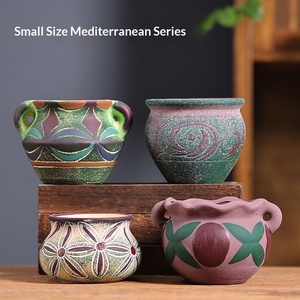 Petit pot de fleurs en céramique créatif pour succulentes méditerranéennes, pot en argile à contrôle de racine rouge, vente en gros à prix réduit - Product Image 1