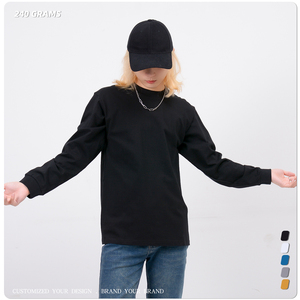 T-shirt décontracté noir et blanc personnalisé 100% coton de haute qualité, haut à manches longues confortable avec motif imprimé - Product Image 5