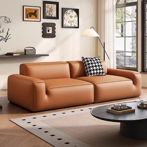 أريكة جلدية حديثة بتصميم فاخر بسعر الجملة أريكة داخلية لغرفة المعيشة والشقق الصغيرة - Product Image 3