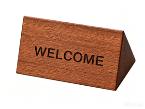Letrero de Madera de Acacia con Logotipo Personalizado, Decoración Artesanal para Mesa o Escritorio, Letrero de Bienvenida - Product Image 1