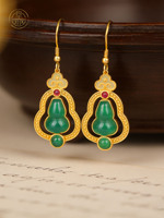 Boucles d'oreilles gourde plaquées or en argent sterling 925 personnalisées OEM/ODM, bijoux ethniques de luxe originaux en gros pour femmes