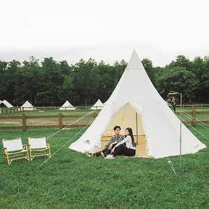 Tente indienne grande, imperméable, coupe-vent, pour le camping en famille, la randonnée, tente pyramide en toile pour 4 personnes, pour adultes, pour la pêche, la randonnée - Product Image 2