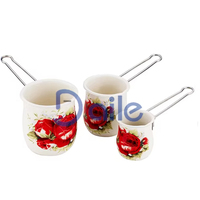 Panci Susu Enamel Ramah Lingkungan dengan Gagang Stainless Steel Modern dan Stiker Kustom, Panci Kopi Mini Anti Lengket 7/8/10cm