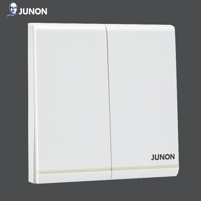 Modern White 16A 2 Gang 1 Way Touch Switch 86mm*86mm Durable 250v Max Voltage Readable Light Switch